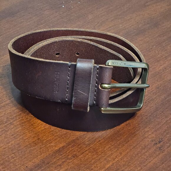 Tommy Hilfiger Other - Tommy Hilfiger Brown Leather Belt – Brass Buckle, 44.5" Length